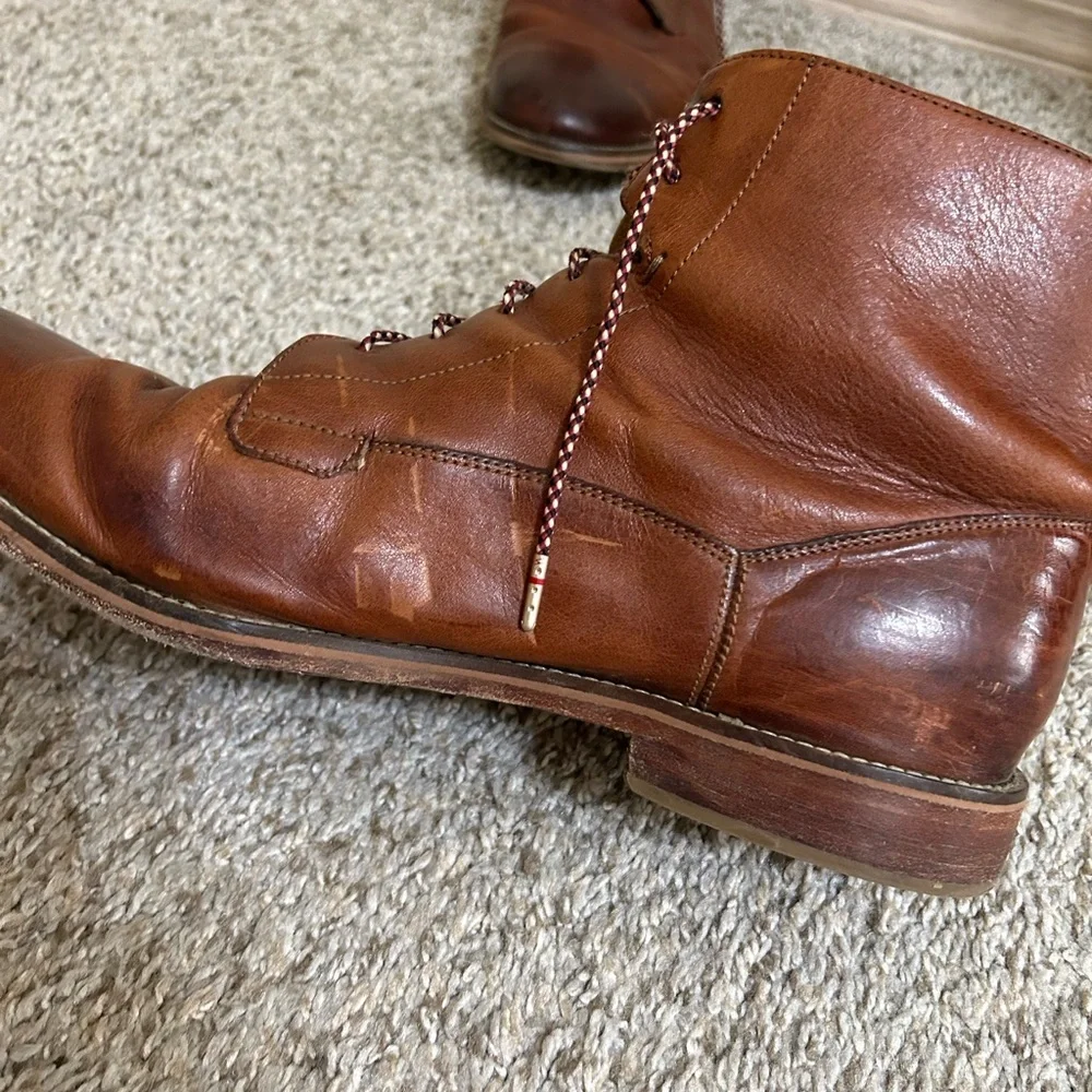 J. Brand Men's Brown Leather Lace-Up Ankle Boot Business Travel Size 11.5 Fellow